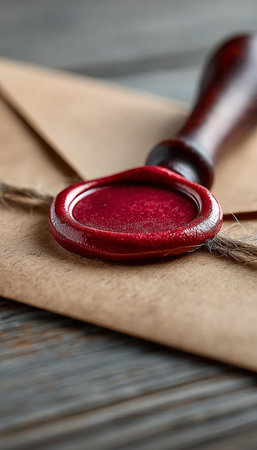 Antique Epistle Presentation Display, Parchment Package, Secured Letter with Luxury Red Wax Sealの素材