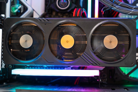 High-Performance Graphics Card Cooling System with RGB Lighting for Gaming PCs and Workstations