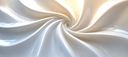 Elegant Swirling Pearlescent White Cream Background Design Element with Glossy Finish and Shineの素材