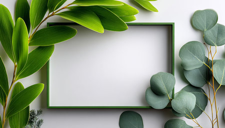 Botanical Announcement Template with Lush Greenery for Elegant Nature-Themed Invitationsの素材