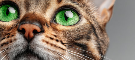 Bengal Cat s Mesmerizing Green Eyes Captured in Stunning Close-Up, Showcasing Their Unique Beautyの素材