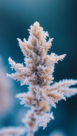 Enchanting Frosted Flora A Delicate Winter Landscape Adorned with Sparkling Ice and Snowの素材