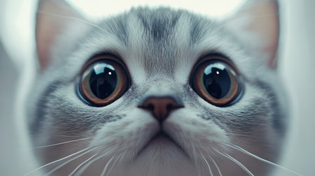 Stunning Portrait of a Playful Gray Tabby Kitten with Captivating Golden Eyes on a Soft Backgroundの素材