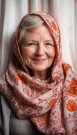 Resilient Senior Woman Radiating Strength and Tranquility While Facing Life s Challenges Gracefullyの素材