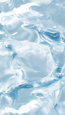 Tranquil Blue Water Surface with Gentle Ripples, Reflective Light Patterns, and Serene Atmosphereの素材