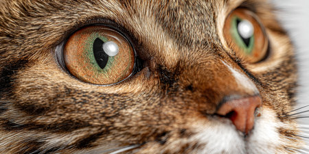 Charming Scottish Fold Cat Portrait with Expressive Eyes and Playful Personality on Light Backgroundの素材