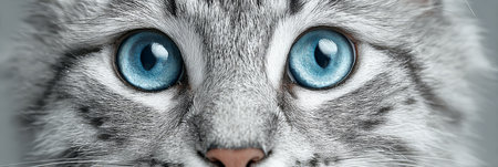 Enchanting Portrait of an Exotic Cat with Striking Blue Eyes and Beautiful Silver Fur on Displayの素材