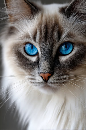 Charming Close-up of a Beautiful Balinese Cat with Expressive Eyes and Irresistible Featuresの素材