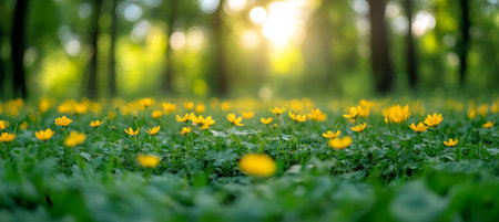 Vibrant Spring Bloom Symphony in a Serene Meadow Displaying Nature s Intricate Floral Artistryの素材