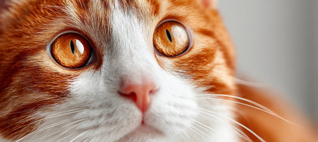 Ginger and White Cat Portrait with Expressive Golden Eyes Gazing Intently for Affectionate Bondsの素材