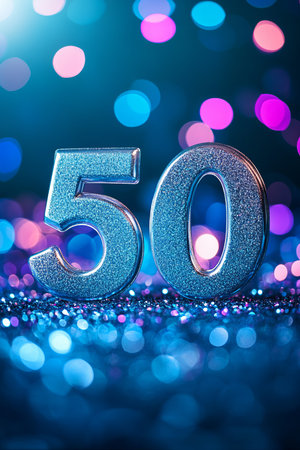 Elegant Shiny Fifties Backdrop with Glitter and Sparkles for a Festive 50th Anniversary Celebrationの素材