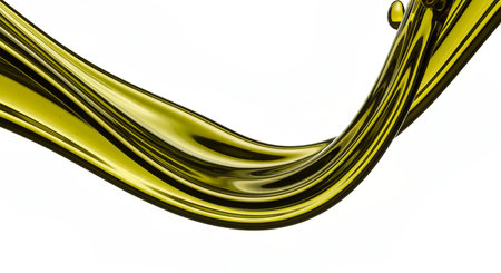 Elegant Olive Oil Wave Captured in Motion A Fluid Dynamics Masterpiece with Glossy Green Finishの素材