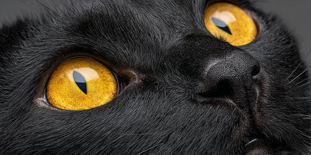 Mischievous Manx Cat with Alluring Amber Eyes Posing Playfully in a Cozy Living Room Settingの素材