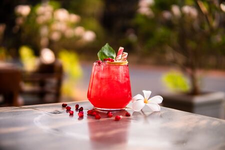 Beautiful watermelon and pomegranate juice perfect for summersの写真素材