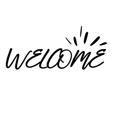 Lettering hello welcome wrote by brush. Hello welcome calligraphy. - Vectorのイラスト素材