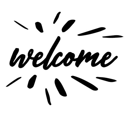 Lettering hello welcome wrote by brush. Hello welcome calligraphy. - Vectorのイラスト素材
