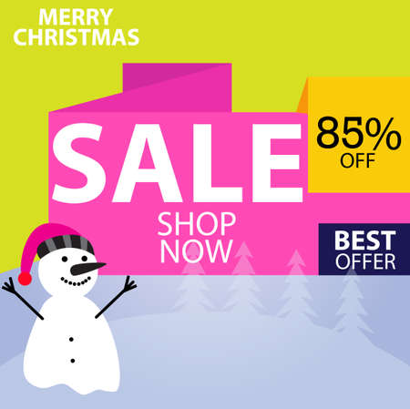 Vector illustration of Merry Christmas, 60% off offer, shop nowのイラスト素材
