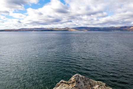 large, clean, mountain lake Turgoyak, in the Uralsの写真素材