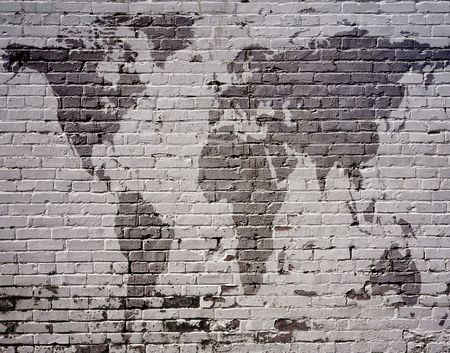 close-up - mainlands picture on brick wallの写真素材