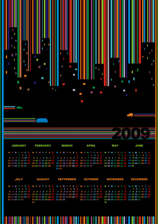 2009 New year calendar with abstract cityscapeのイラスト素材