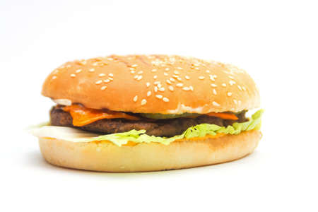 Hamburger on a white backgroundの写真素材