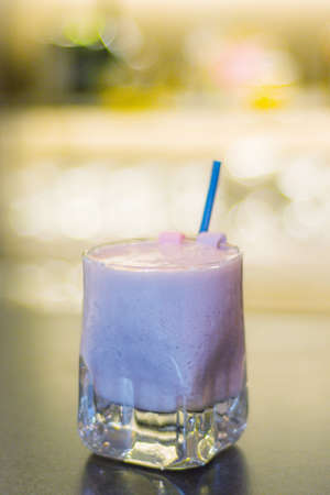Milkshake with blueberries and alcohol