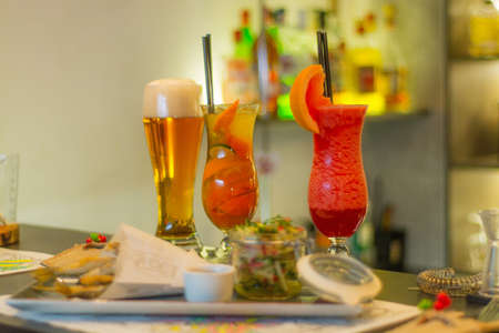 Food and drinks at the barの写真素材