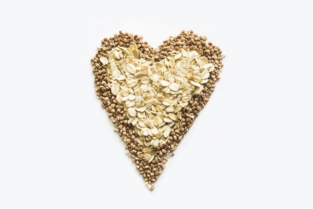 Heart of grains. Isolated on a white background.の写真素材