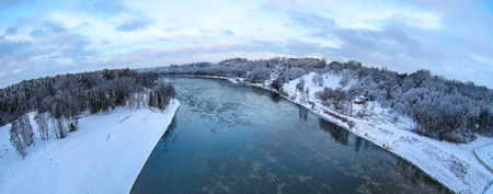 Winter on bridgeの写真素材