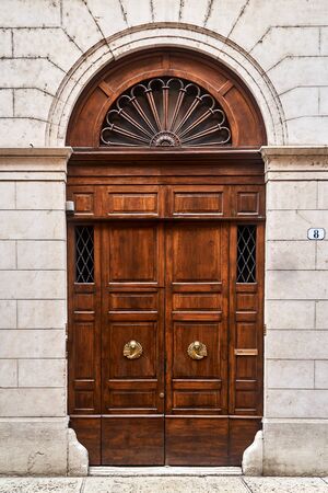 A big door in an old house.の写真素材