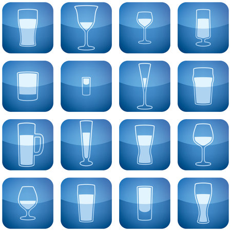 Cobalt Square 2D Icons Set: Alcohol glassのイラスト素材