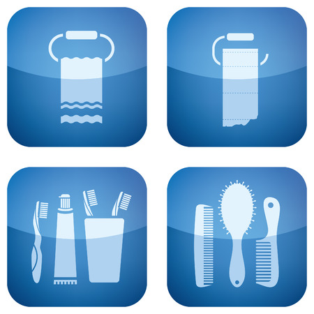 Cobalt Square 2D Icons Set: Bathroomのイラスト素材