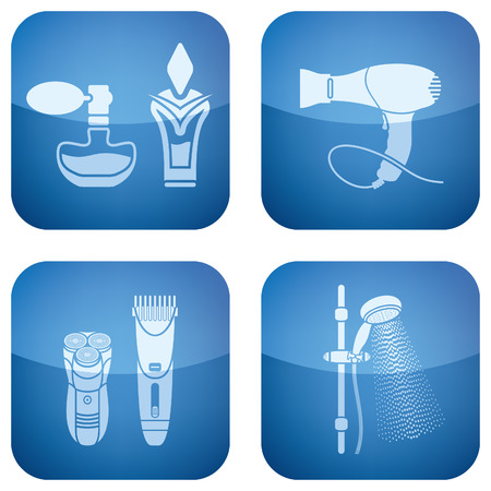 Cobalt Square 2D Icons Set: Bathroomのイラスト素材
