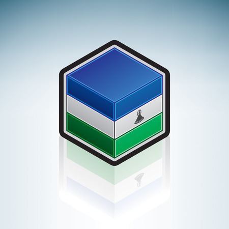 Flag of Kingdom of Lesotho (Africa)のイラスト素材