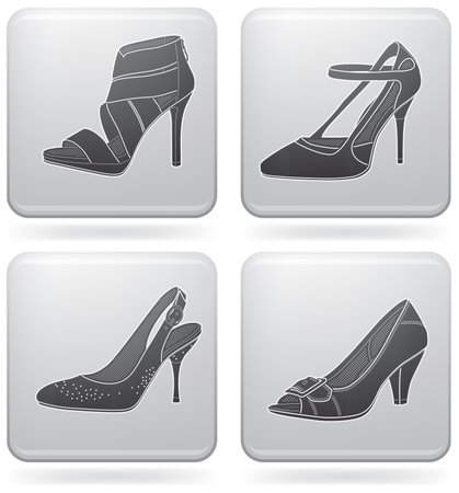 High-helded footwear theme iconsのイラスト素材