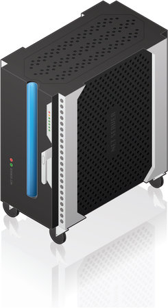 Futuristic Medium Tower Single Server Rack Isometric 3D Icon
