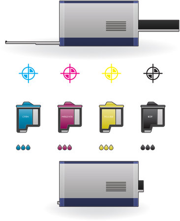 Home Color Photo InkJet Printer Side Viewのイラスト素材