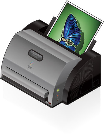 3D Isometric Color Photo LaserJet Printerのイラスト素材