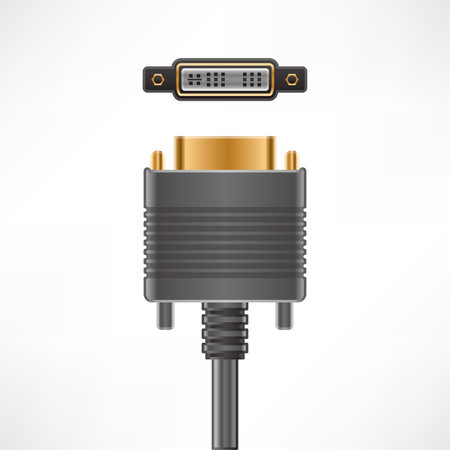 DVI-I Single Link plug and socketのイラスト素材