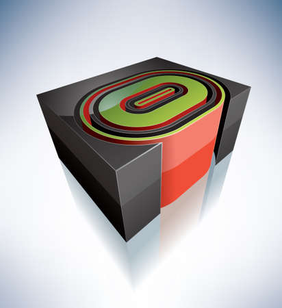 Three-dimensional alphabet  capital letter Oのイラスト素材