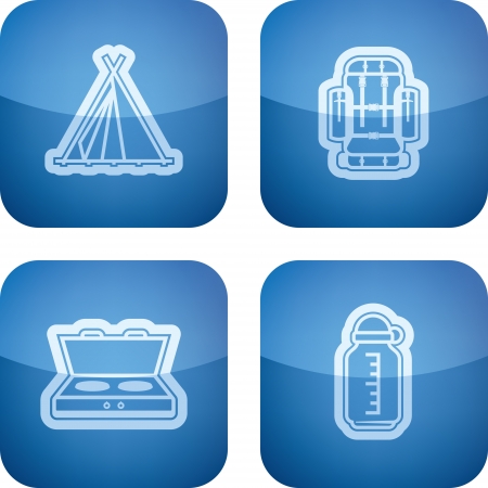 4 icons in relations to summer outdoor activityの写真素材