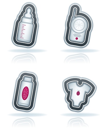 Four icons in relation to a Baby born timeのイラスト素材