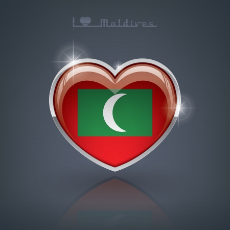 Glossy heart shape flags of the Worlds  Republic of Maldivesのイラスト素材