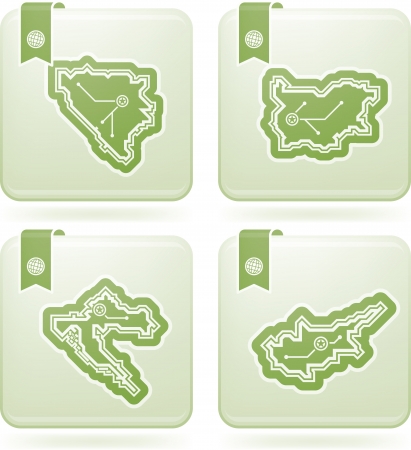 Simple (iconic) design of a countries of the world, from left to right, top to bottom: 
Bosnia and Herzegovina, Republic of Bulgaria, Republic of Croatia, Republic of Cyprus. 
のイラスト素材