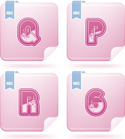 Custom made (drawn from the scratch) blue-red "bubble" digits and capital letters icons set: 
Q, P, R, 6. 
のイラスト素材
