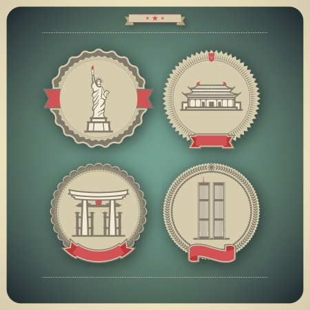 Most famous Architecture Landmarks Around the Worldのイラスト素材