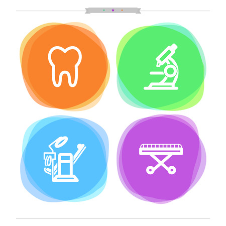 Medicine and healthcare theme - Tooth, Microscope, Dental-chair, Stretcher.
Colored Dots Style Vector Icons Set saved as EPS v. 10のイラスト素材