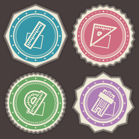 Office Supply Objects - ruler, square, protractor, slide rule.のイラスト素材