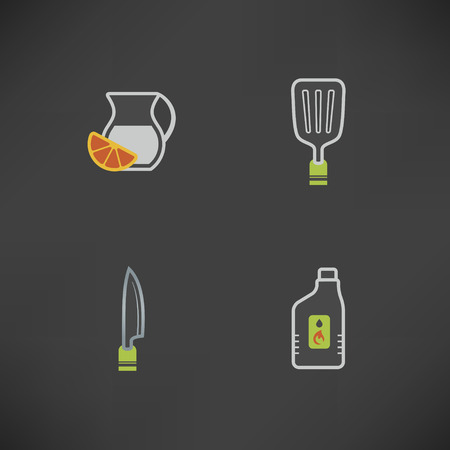 Safe playtime: Kids toys, pictured here from left to right, top to bottom:  
Juice jag, Spatula, Knife, Firelighting.のイラスト素材