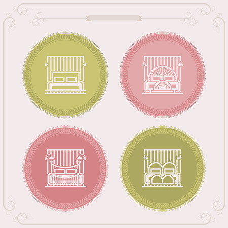 House related Objects -  Bedroom Bed. 
のイラスト素材